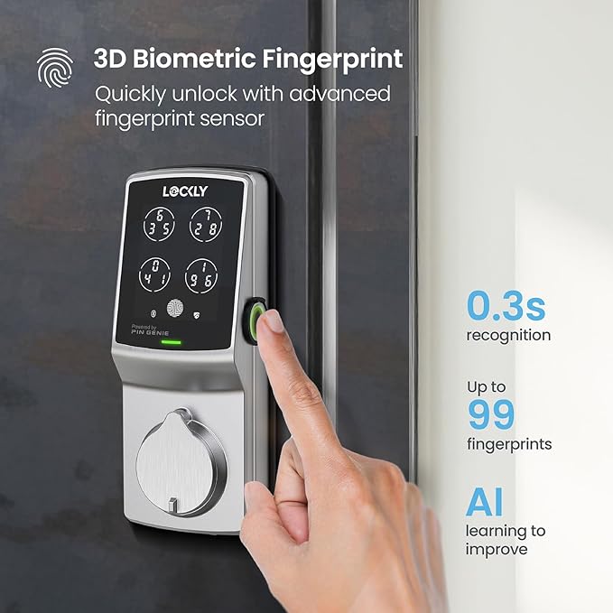 Lockly Secure Pro Smart Deadbolt Lock — Fingerprint Keyless Entry, PIN Genie® - Image 4