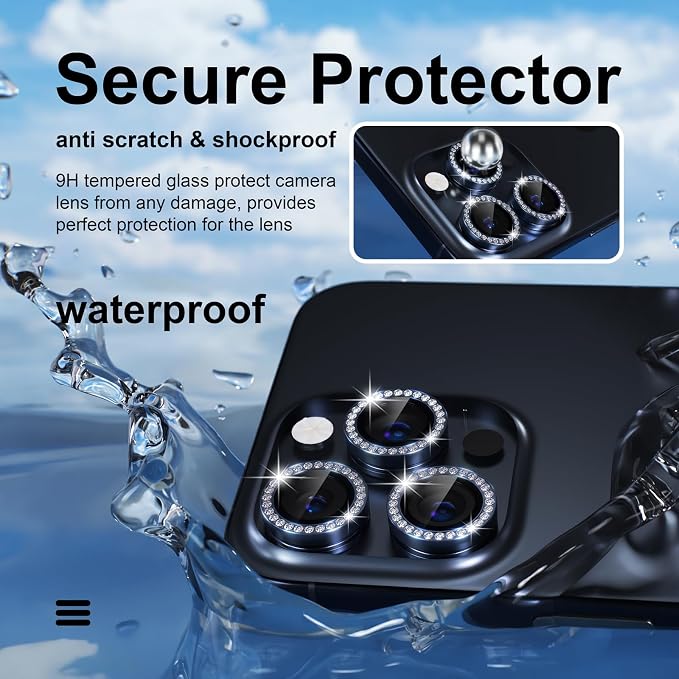 Misea Compatible for iPhone 15 Pro/iPhone 15 Pro Max Camera Lens Protector Bling - Image 3