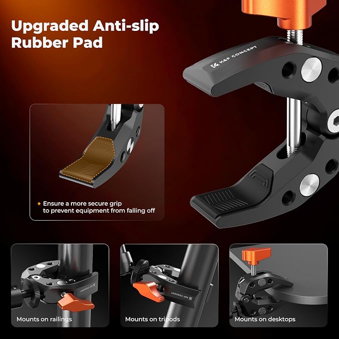 K&F CONCEPT 2 Pack Camera Mount Clamp, Super Crab Clamp - Image 5