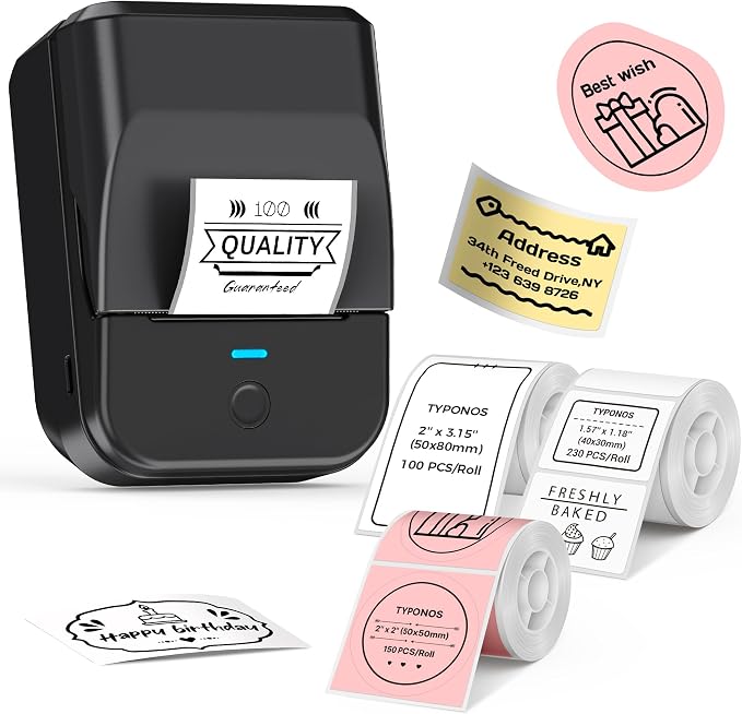 PM240 Label Maker Machine with 3 Tapes, Set 1 by TYPONOS