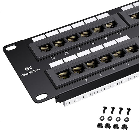 Cable Matters 48 Port Patch Panel Rackmount or Wall Mount 19-Inch, 2U Cat6 by CableMatters