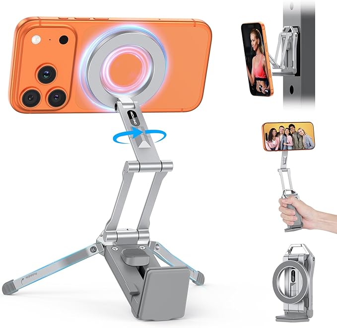 OMOTON TP02 360°Rotating for MagSafe Tripod Mount, Adjustable Aluminum Magnetic by OMOTON