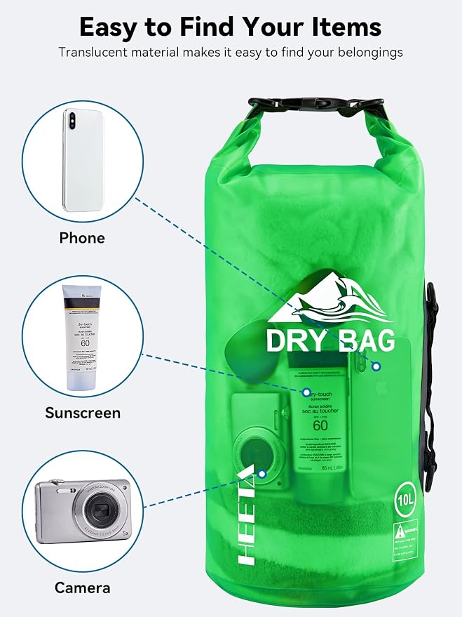 HEETA Dry Bag Waterproof for Women Men, 5L/10L/20L/30L/40L Roll Top Lightweight - Image 7