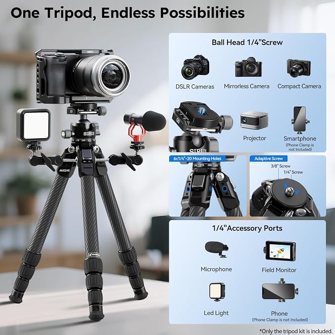 SIRUI 31.5" Compact Carbon Fiber Small Desktop Tripod - Image 7