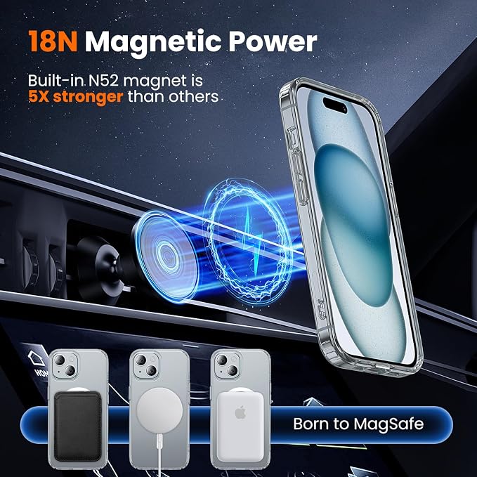 toushion 3 in 1 for iPhone 15 Plus Case Clear - Image 3