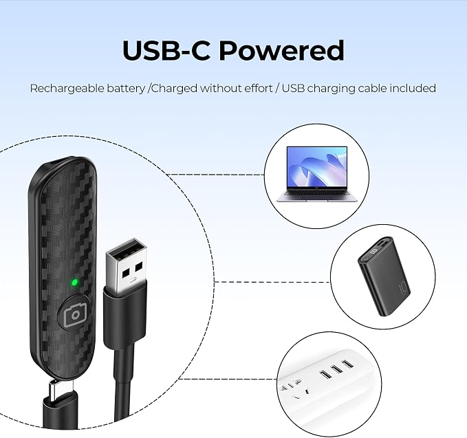 ATUMTEK Bluetooth Remote Shutter, Carbon Fiber Design, Rechargeable Camera - Image 3