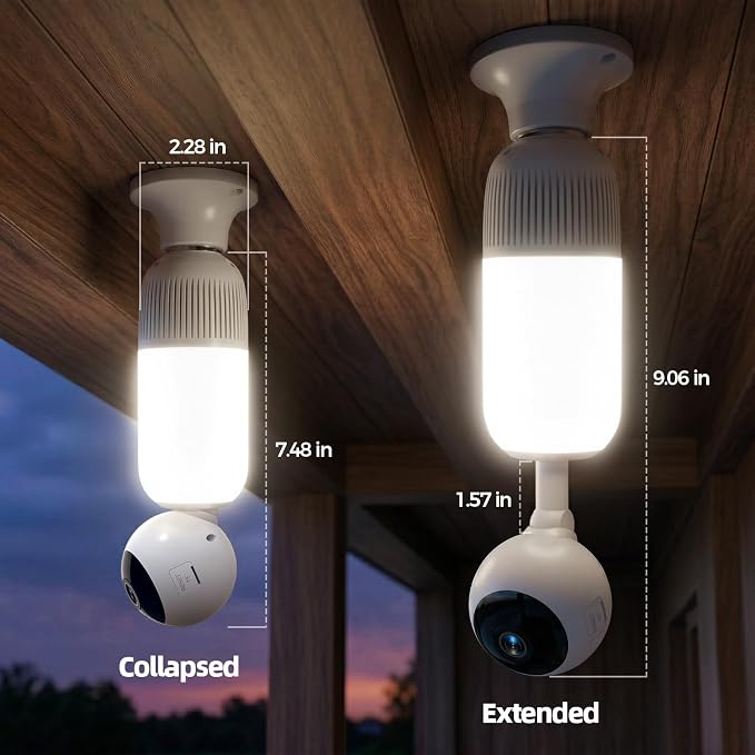 2K Light Bulb Security Cameras Outdoor Indoor - Image 2