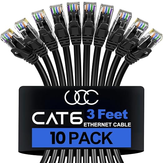Ultra Clarity Cables Cat 6 Ethernet Cable 3 Feet, Cat6 Patch Cable, High Speed by UltraClarityCables