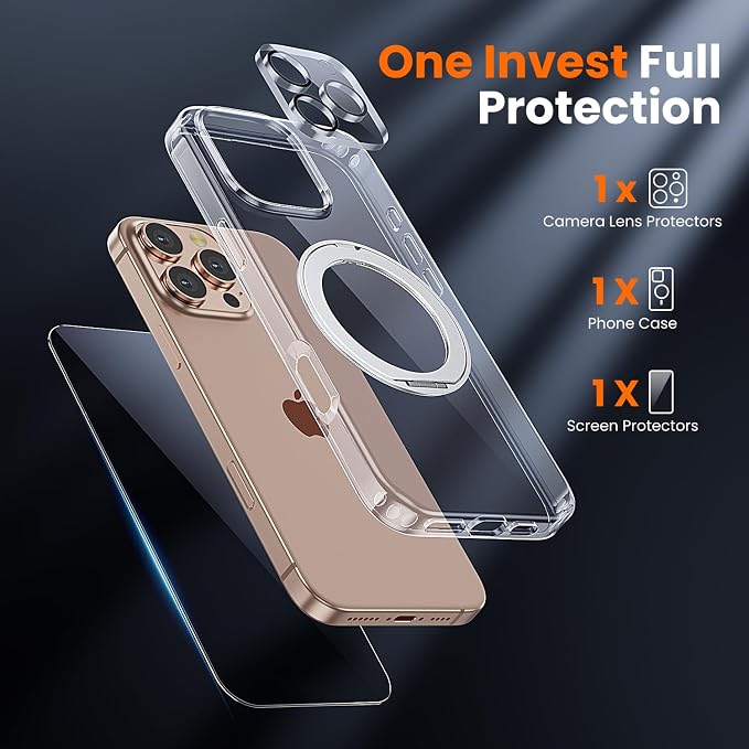toushion 3 in 1 for iPhone 16 Pro Max Case Stand |Build in Kickstand, Screen - Image 2