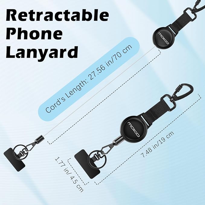MoKo Anti-theft Phone Tether, Phone Lanyard & Keychain Retractable Steel Line - Image 4