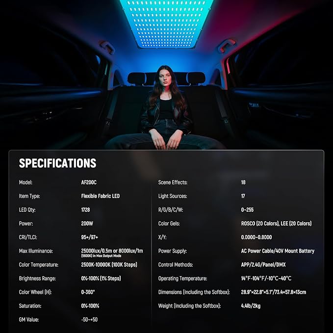NEEWER Pro 200W Flexible LED Video Light, Studio RGB Panel Light Mat Kit - Image 8
