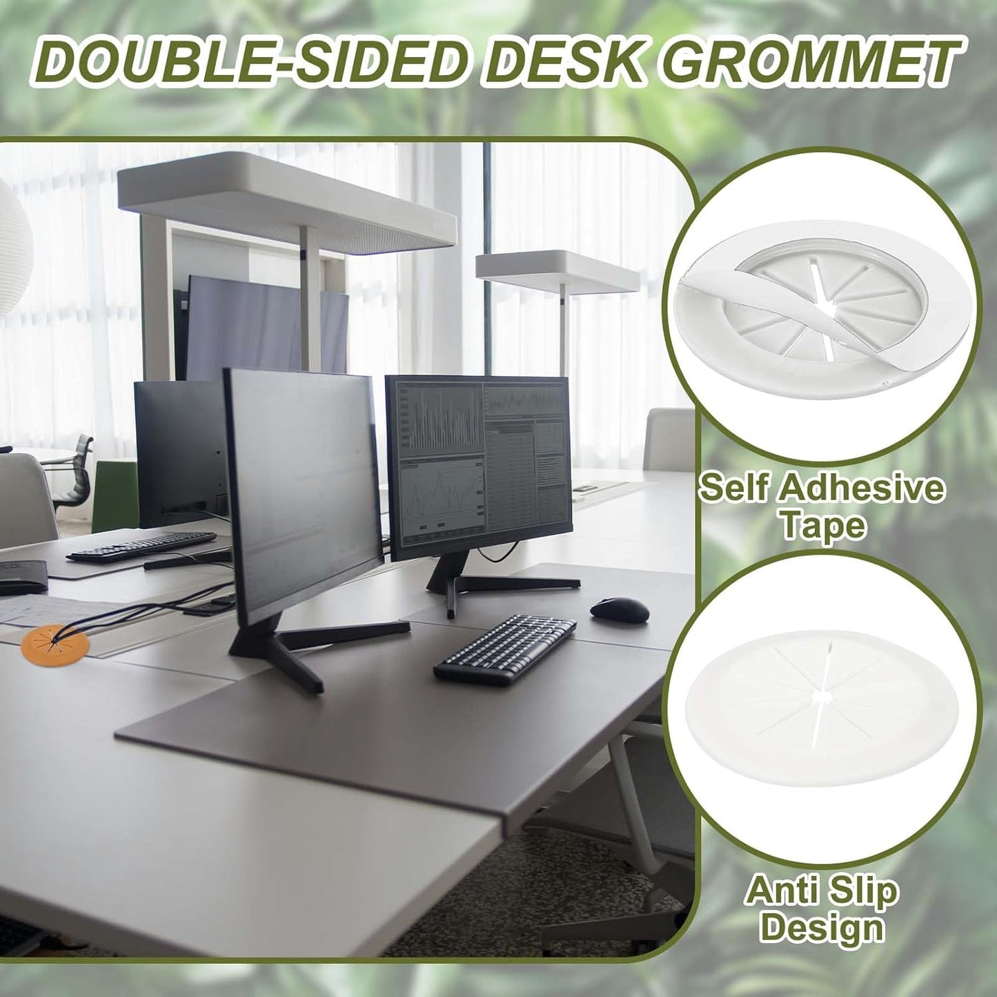 PATIKIL Desk Grommet 2-1/16", 8 Pcs Round Cable Grommet Cord Hole Cover with Adhesive Tape Flexible Table Wire Organizer for Office Home Table Countertop, Light Gray