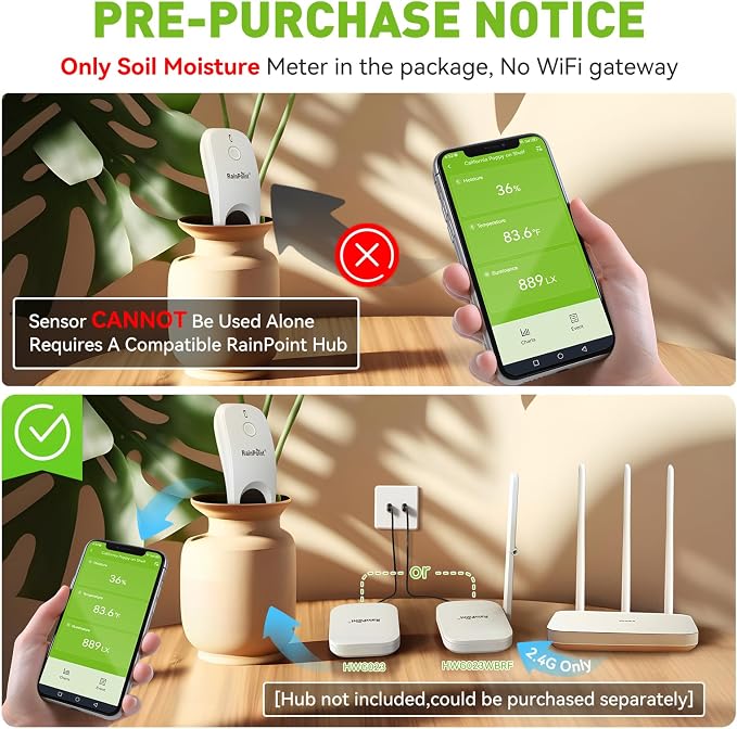 RainPoint 3-in-1 APP Remote Monitoring WiFi Soil Meter - Image 2