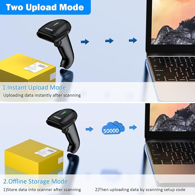 Symcode 2D Wireless Barcode Scanner, 1D QR Bar Code Reader Scanner Automatic - Image 3