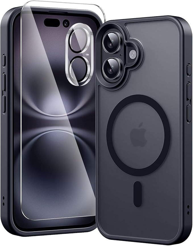 toushion 3 in 1 for iPhone 16 Plus Case Clear Matte Black | by Unknown
