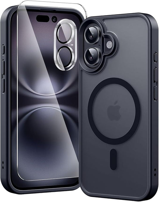 toushion 3 in 1 for iPhone 16 Plus Case Clear Matte Black | by Unknown