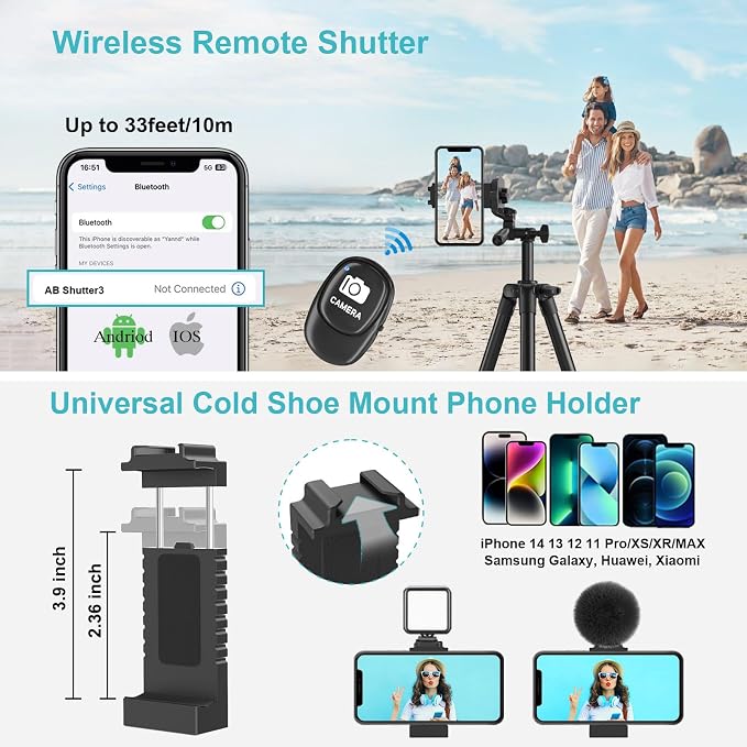 71" Camera Tripod, Versatile Cell Phone Tripod - Image 7