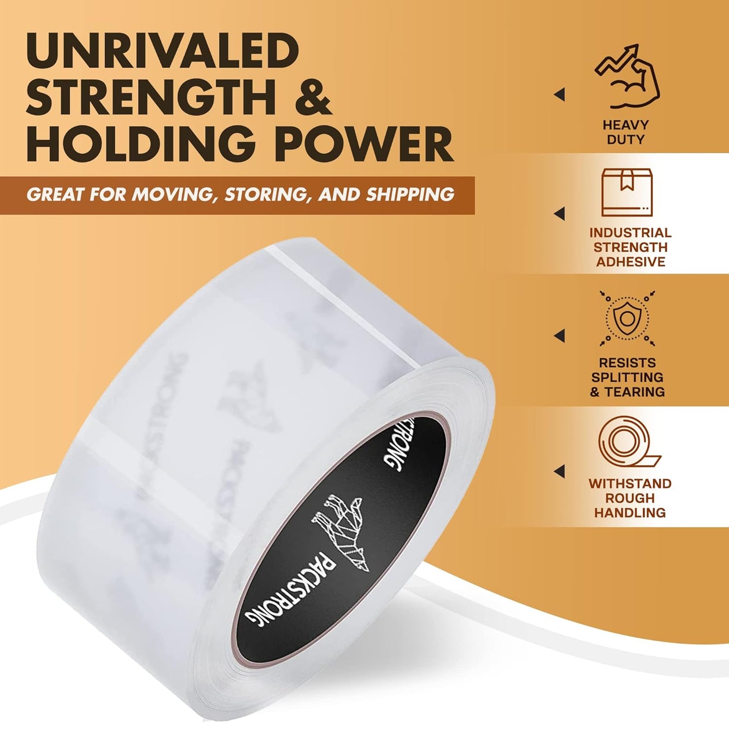Packstrong Industrial Grade Clear Packing Tape 36 Rolls - Extra Strong - 110 Yards per Roll - 2" Wide x 3.1 mil Thick, Acrylic Adhesive Heavy Duty Tape