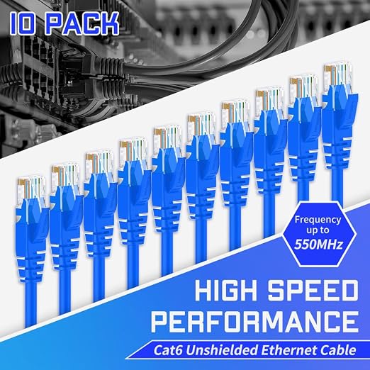 Cat6 Ethernet Cable 0.5 Feet 10 Pack Network RJ45 Cat6 Internet Patch Cable - Image 2