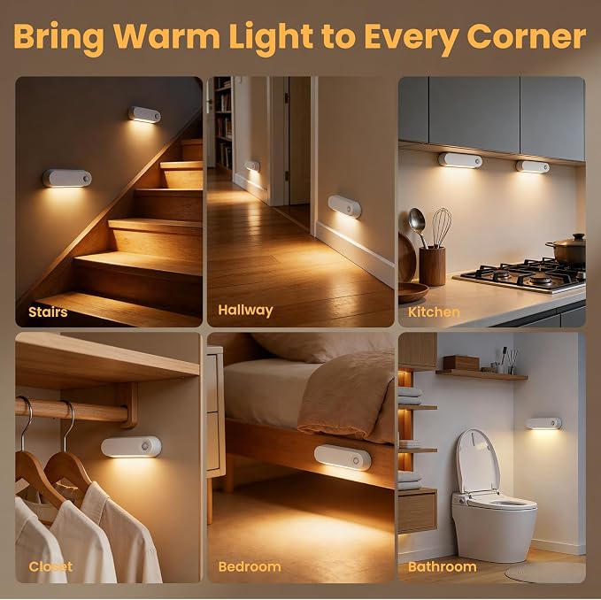 Motion Sensor Night Light, 1800mAh Rechargeable Battery Operated Step Lights - Image 5