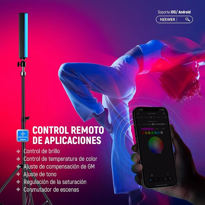 NEEWER RGB Light Wand with APP Control, Magnetic Handheld Photography Video - Image 3