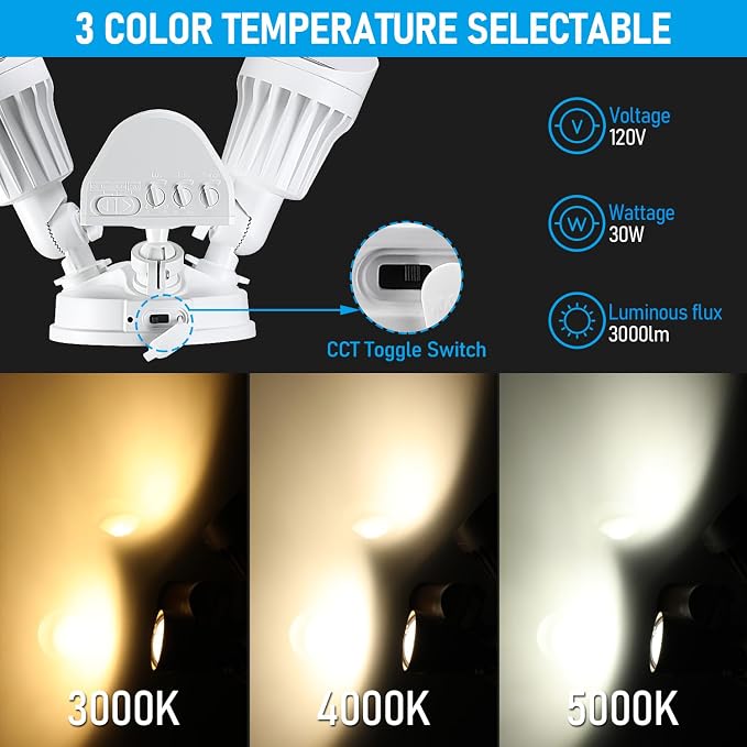 LEONLITE 3CCT LED Security Light, Motion Sensor Outdoor Lights, Dusk to Dawn - Image 2