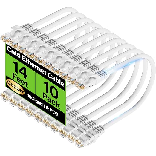 Cat6 Ethernet Cable 10Gbps 14 ft, UTP Ethernet Cable Cat 6, Flexible Bare by Unknown