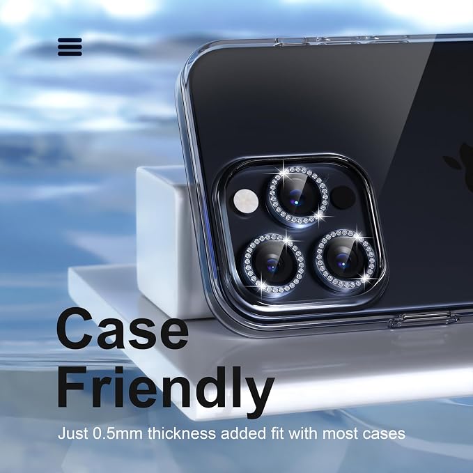 Misea Compatible for iPhone 15 Pro/iPhone 15 Pro Max Camera Lens Protector Bling - Image 5
