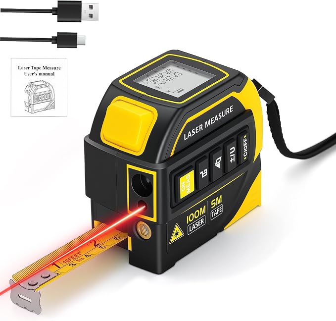 4-in-1 Digital Laser Tape Measure, 328ft/100m Laser Distance Meter - Image 9