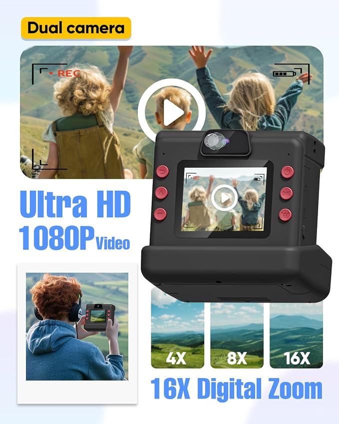 Instant Print Camera for Kids, Dual Len Kids Cameras - Image 3