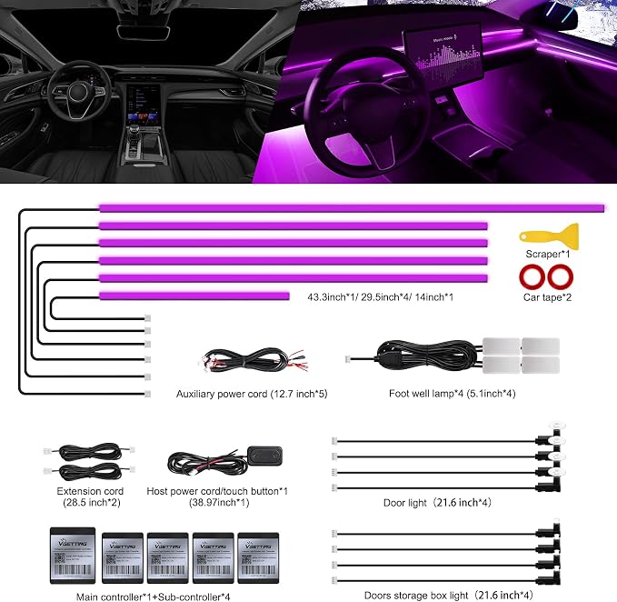 RGB Acrylic Interior Car LED Strip Light - Image 3