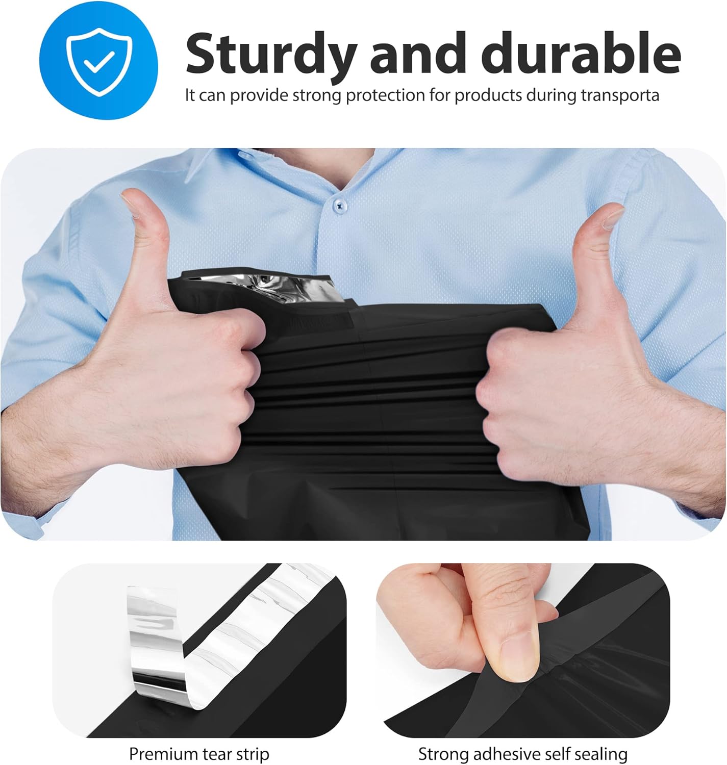 Fuxury 2000 Pcs 12x15.5" Poly Mailers,Waterproof Mailing Envelopes for Clothing, Strong Adhesive Poly Shipping Postage Bags for Small Business(Black)