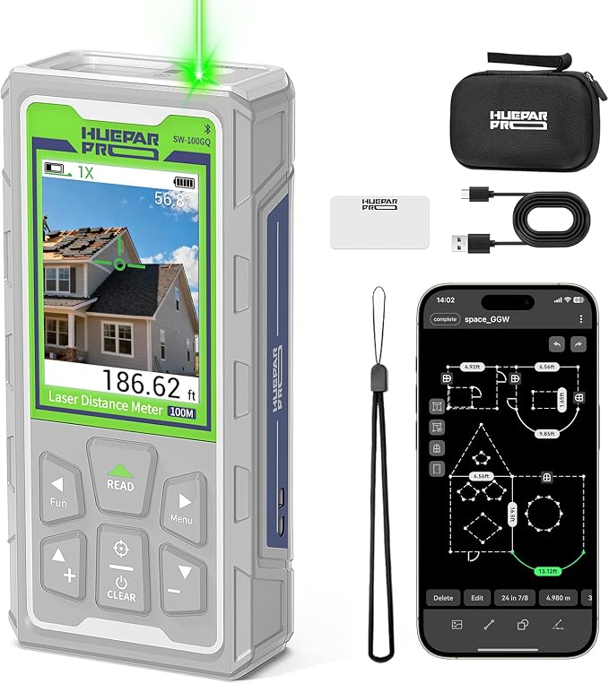 Huepar Pro Laser Measuring Tool, 330Ft Outdoor Laser Measure by HueparPro