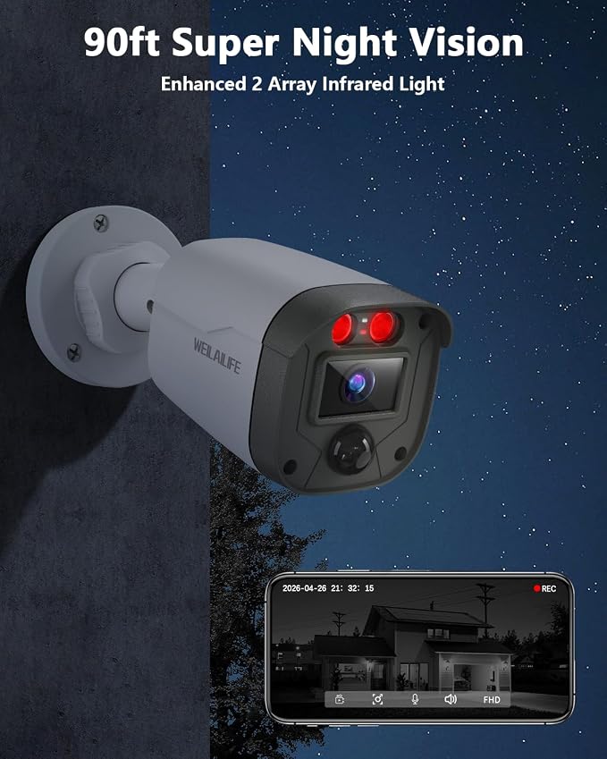 【90ft Super Night Vision】 5MP Outdoor Wired Security Camera System, Home Video - Image 8