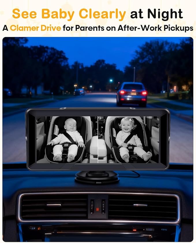 1080P Dual Baby Car Camera: 6.8" Night Vision Monitor 2-Kids from Head to Toe - Image 6