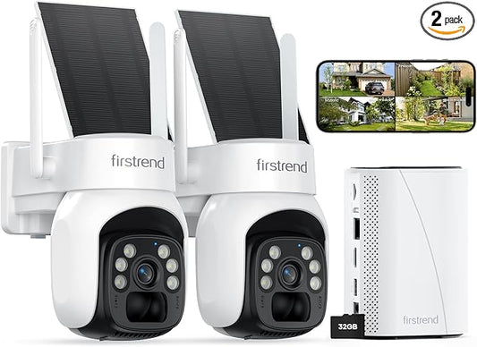 firstrend Solar Security Cameras Wireless Outdoor, 2K Color Night Vision by firstrend