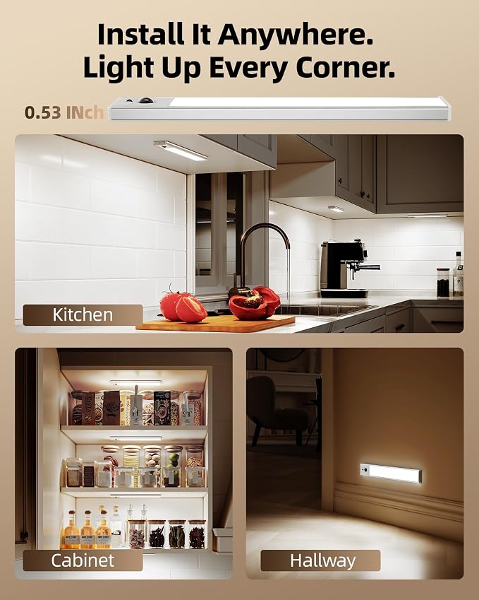 EZVALO 5-Pack Under Cabinet Lighting, 2400mAh Rechargeable Motion Sensor Light - Image 9