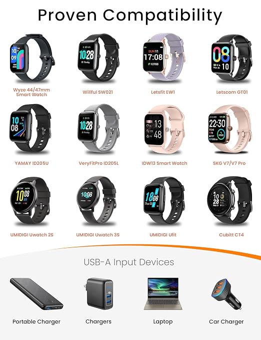 Sinoacc Smart Watch Charger for Skg Letsfit Cubitt Yamay Willful Fitpolo Tozo - Image 5