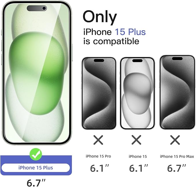 NEW'C 3x Privacy for iPhone 15 Plus Screen Protector+ 3x Camera Lens Protector - Image 2