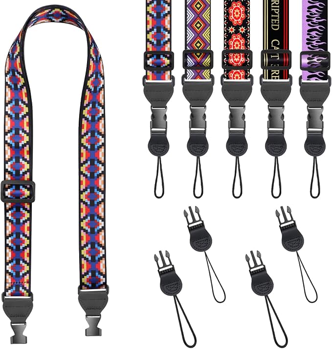 FIEIL Colorful Geometric Checkered Shoulder Strap, Adjustable Camera Strap by FIEIL