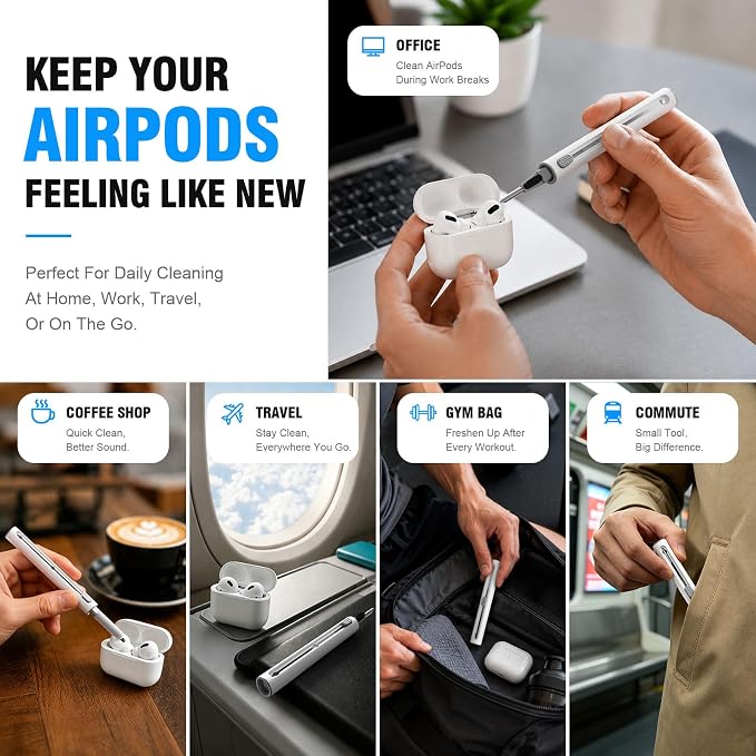 Hyashee Cleaner Kit for AirPods Pro 3/2/1, 3-in-1 Earbud Cleaning Pen - Image 5