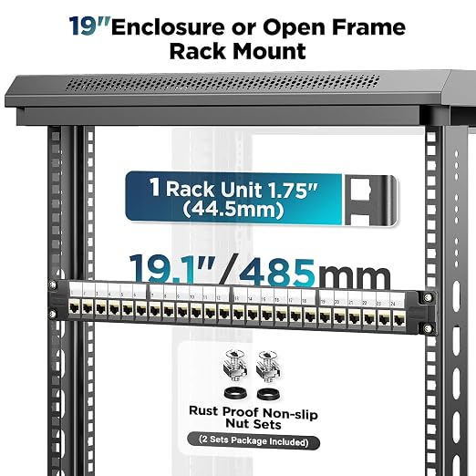 AMPCOM CAT6 Keystone Patch Panel 24-Port 1U - Image 6