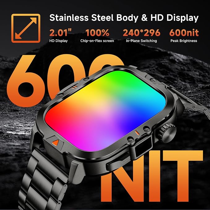Smart Watch for Men Military Answer/Make Call 2.01″ Display 170+ Sports Modes - Image 6