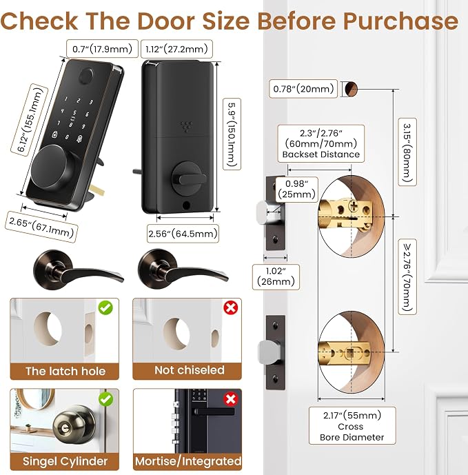 Keyless Entry Door Lock with 2 Lever Handles, Electronic Keypad Deadbolt - Image 8