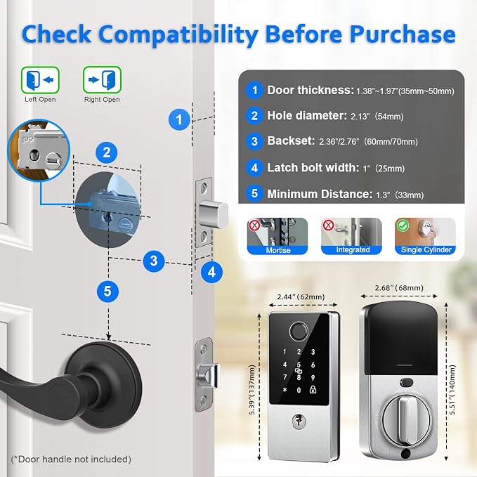 Smart Door Lock Deadbolt, Keyless Entry Door Lock - Image 6