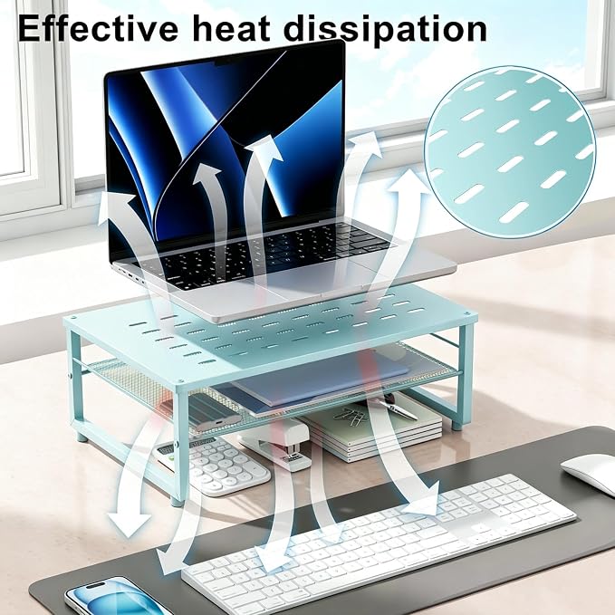 gianotter 2-Tier Metal Monitor Stand Riser, Desk Organizer - Image 3