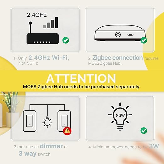 MOES Zigbee Smart Double Switches, 2nd Generation Light Switch 2 Gang, No - Image 8