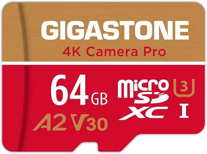 【5-Years Data Recovery】 GIGASTONE 64GB Micro SD Card, 4K Camera Pro, UHD Video by Gigastone