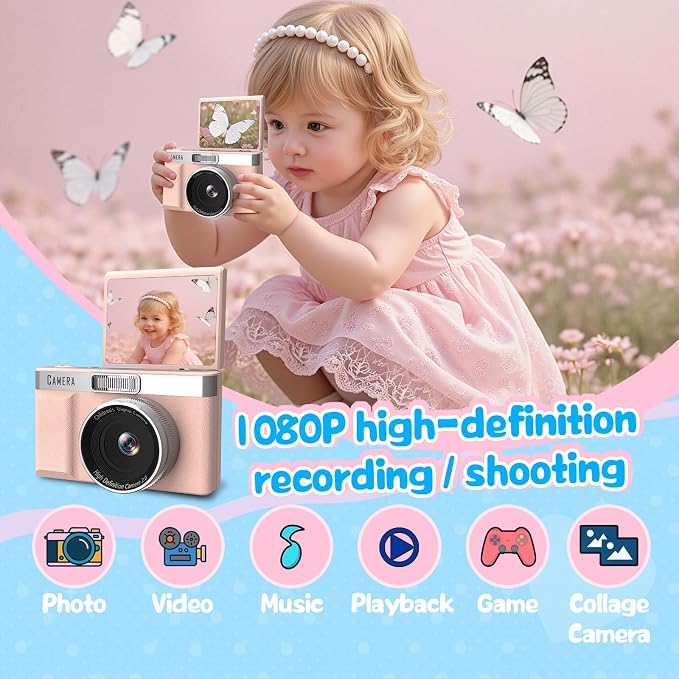 Kids Digital Camera with 180° Flip Screen, 32GB Memory Card Digital Cameras - Image 2