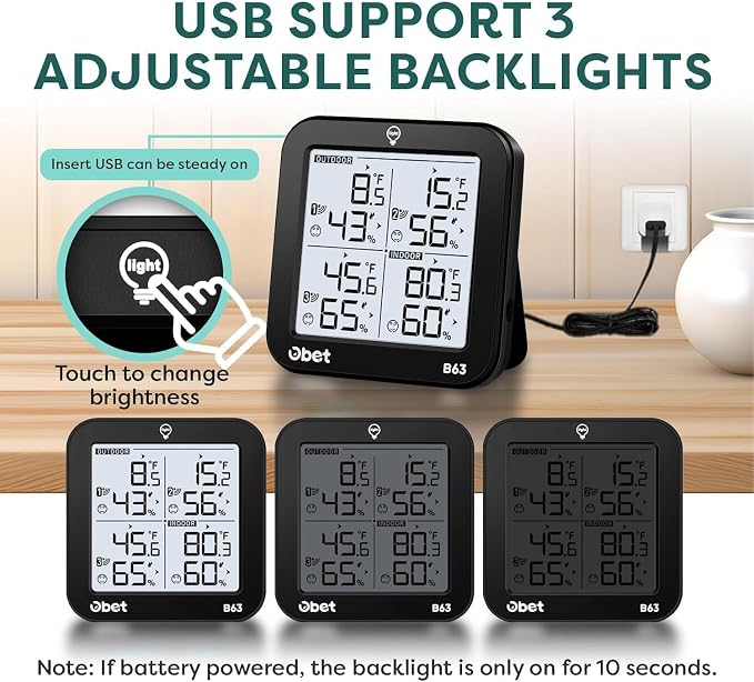 OBET Weather Station Wireless Indoor Outdoor Thermometer Wireless, Digital - Image 2